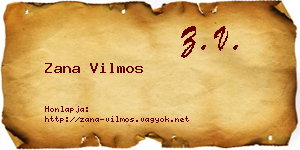 Zana Vilmos névjegykártya